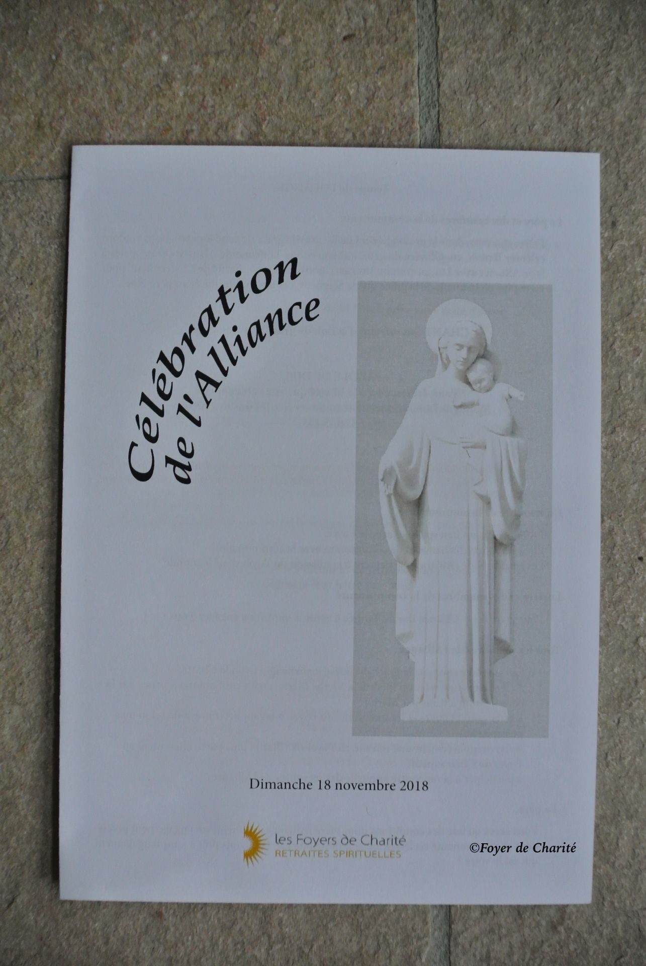Alliance 2018 Chateauneuf de Galaure livret de consecration
